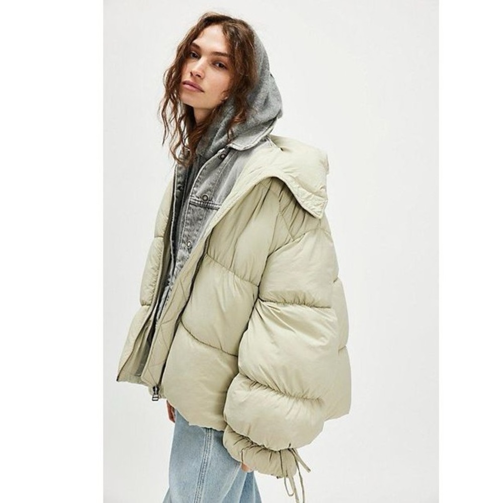 3227. FREE PEOPLE Solid Cotton Candy Puffer Jacket in Lima Bean NWT $168 - Picture 2 of 4